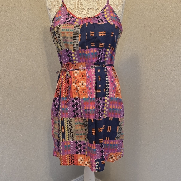 C&C California Multicolor Patchwork Mini Dress Sz M - Picture 1 of 9